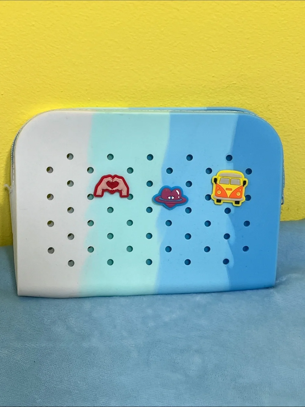 NEW Blue Ombre Zip Pouch w/ 3 Push Charms 💙✨ Pencil Case • Cosmetic Bag • Trav